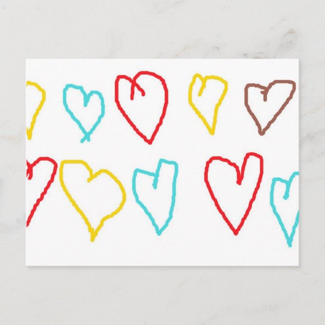 Crayon Hearts Postcard (Front)
