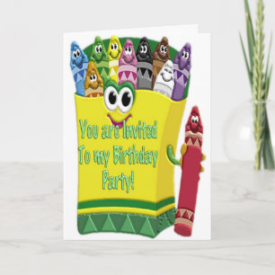 Crayon Kid's Birthday Party Invitation