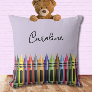 Crayon Kids Purple Classic Script Name Bedroom Cushion