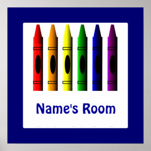 Crayon Kids Room Blue Crayon Poster Template
