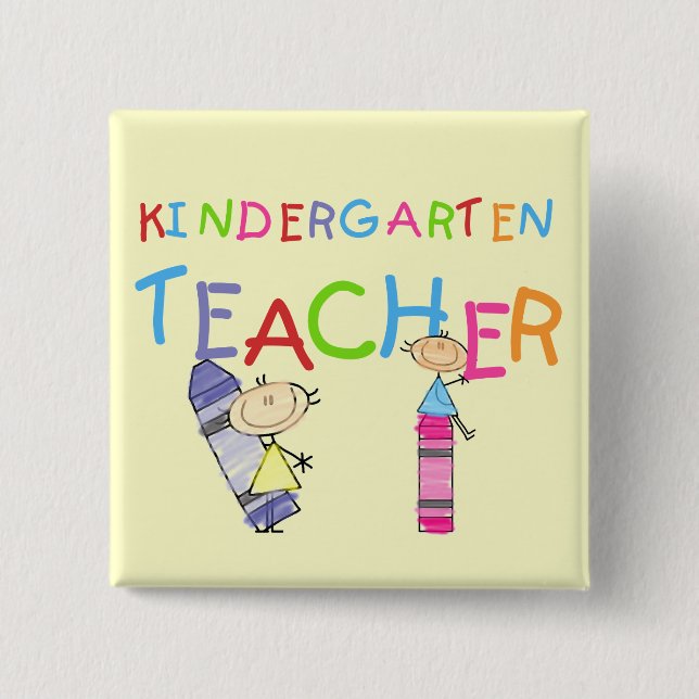 Crayon Kindergarten Teacher Tshirts and Gifts 15 Cm Square Badge (Front)