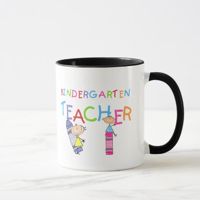 Crayon Kindergarten Teacher Tshirts and Gifts Mug (Right)