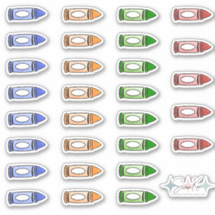 Crayon Label Stickers- Blue, Orange, Green, & Red