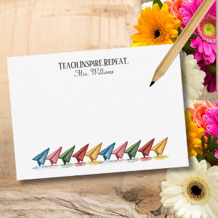 Crayon Paper Aeroplane Rainbow Teacher Card