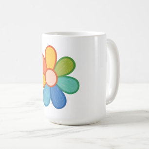 Crayon Pastel Flower Coffee Mug Cute Rainbow kids