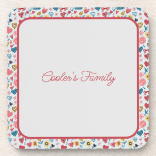 Crayon Pastel Heart & Flowers Coaster