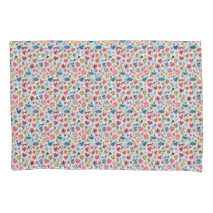 Crayon Pastel Heart & Flowers Pillowcase