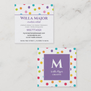 Crayon Polka Dots Artsy Creative Square Business Card