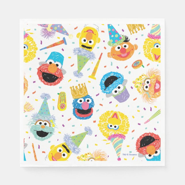 Crayon Sesame Pals Party Pattern Napkin (Front)