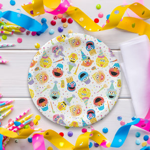 Crayon Sesame Pals Party Pattern Paper Plate