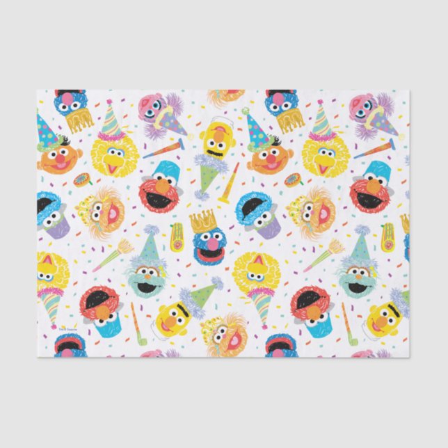 Crayon Sesame Pals Party Pattern Tissue Paper (Front)