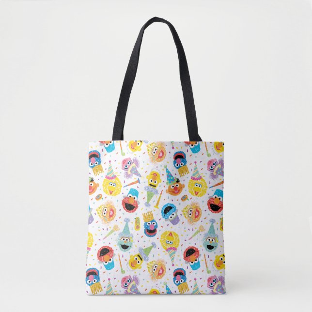 Crayon Sesame Pals Party Pattern Tote Bag (Front)