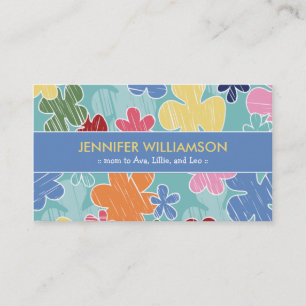 Crayon Sketch Mummy Calling Card (blue)