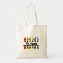 Crayon Teacher's Name Shopping Tote Bag