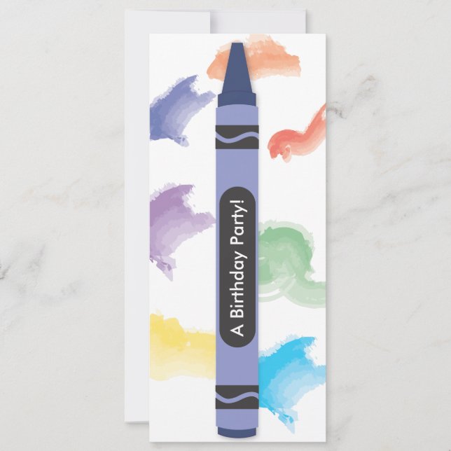 Crayon Theme Invitations  |  Blue (Front)
