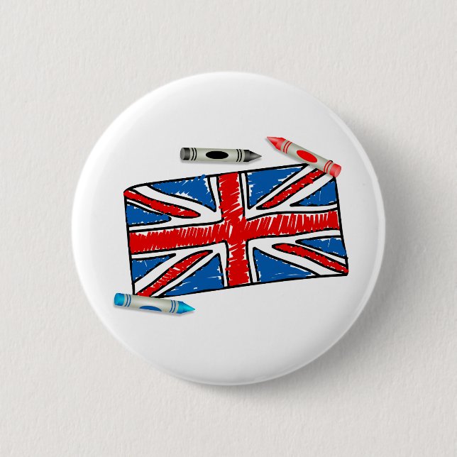 Crayon Union Jack 6 Cm Round Badge (Front)