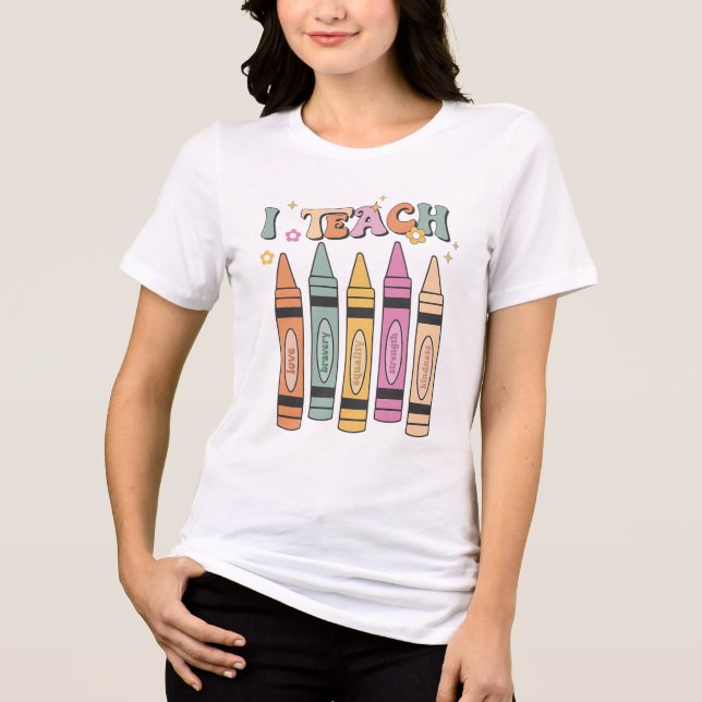 Crayon Values – A Colourful Celebration of Teachin Tri-Blend Shirt (Front)
