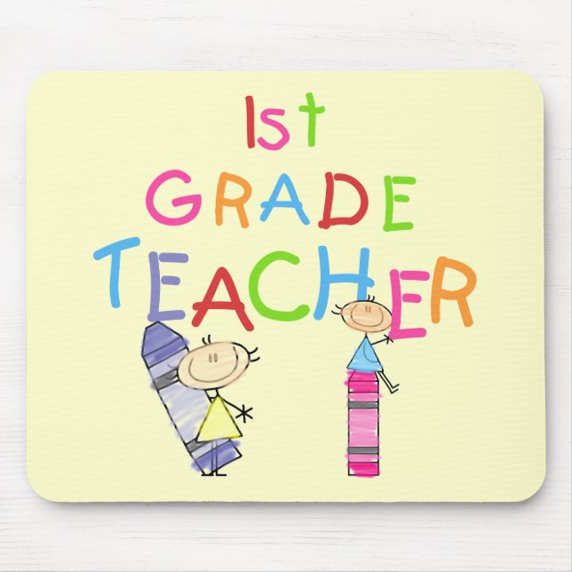Crayons 1st Grade Teacher Tshirts and Gifts Mouse Mat (Front)