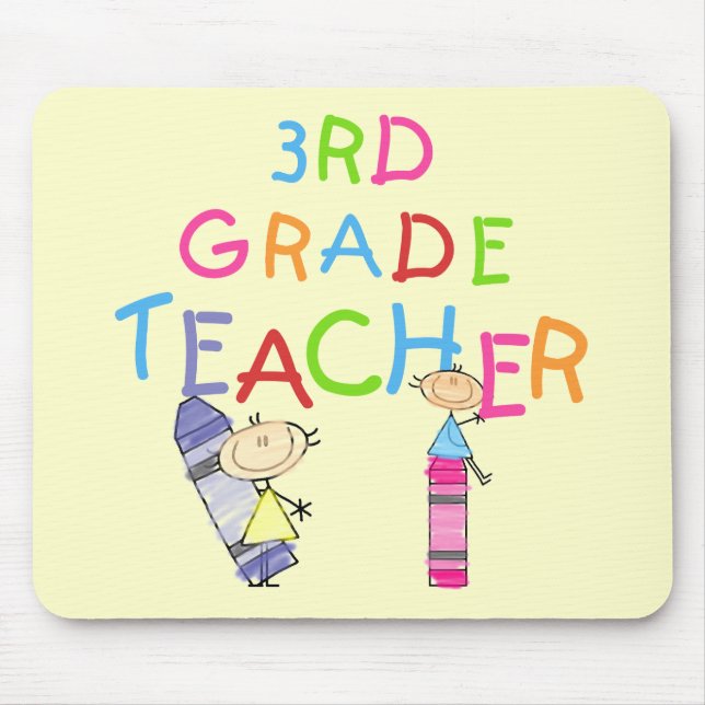 Crayons 3rd Grade Teacher Tshirts and Gifts Mouse Mat (Front)