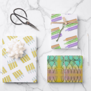 Crayons and pencils & arty doodle wrapping paper