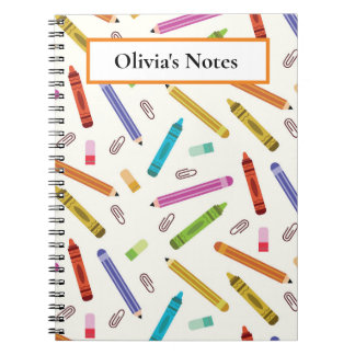 Crayons and pencils pattern custom school  notebook