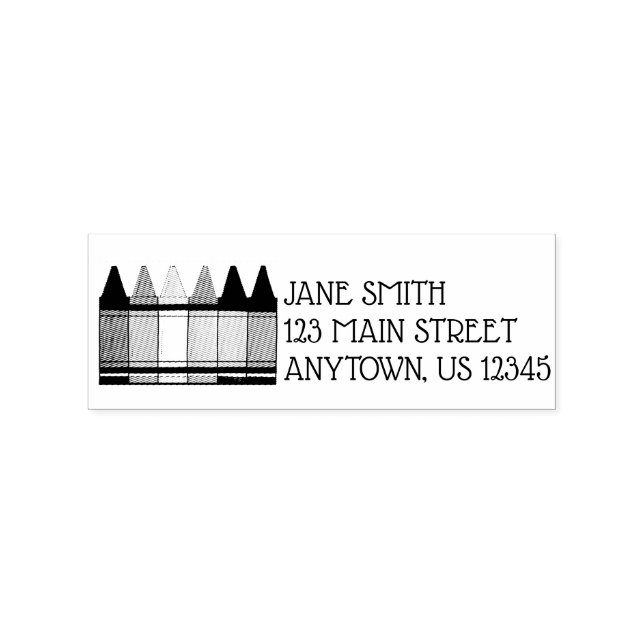 Crayons Art Supplies Teacher School Personalised Rubber Stamp (Imprint)