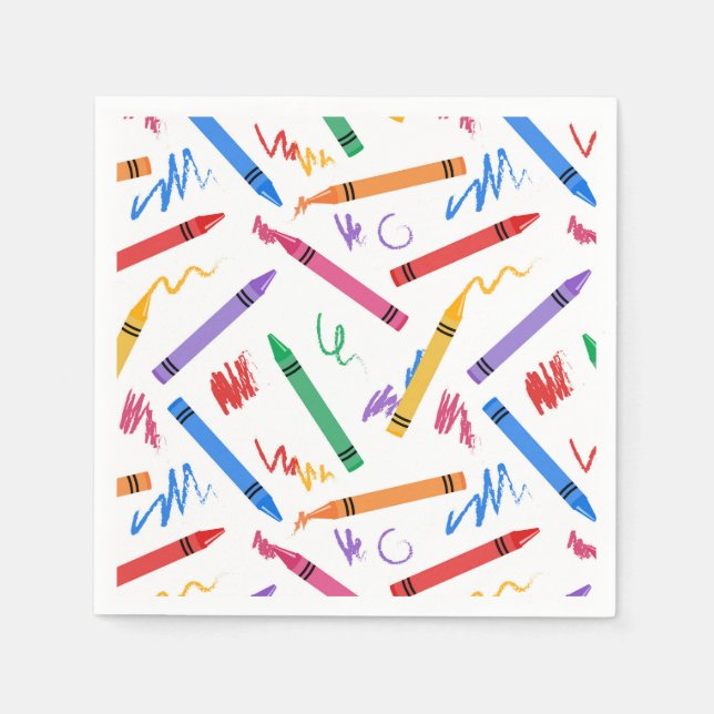 Crayons Birthday Party Kids Boy Girl Napkin (Front)