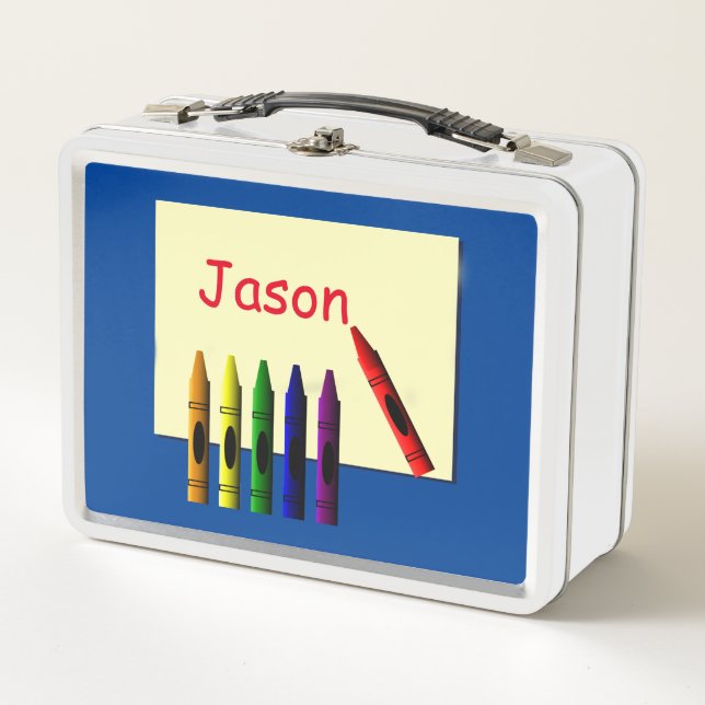Crayons Colour My Name Metal Lunch Box (Front)