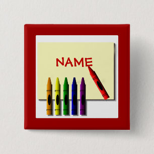 Crayons Cute Colour my Name Button