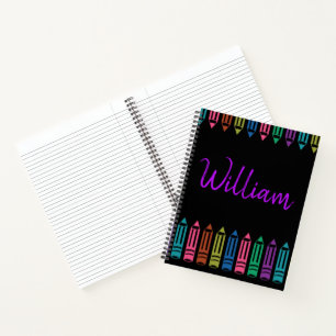 Crayons Doodles Personalised Sketc,Back To School Notebook