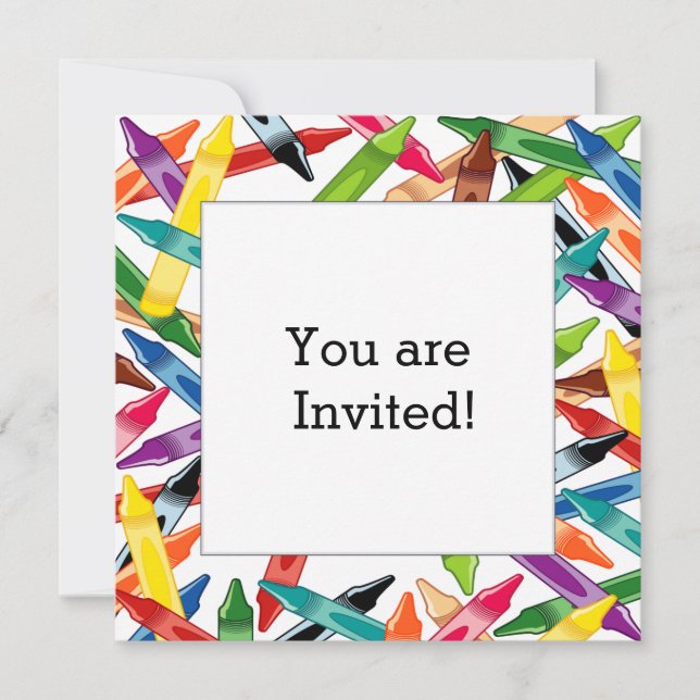 Crayons Frame Invitation (Front)