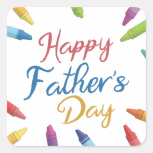Crayons Happy Father's Day Typography   Sticker