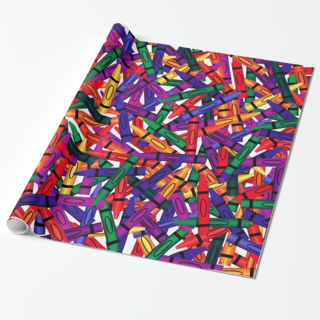 Crayons Kids Birthday Crayon Wrap Wrapping Paper (Unrolled)