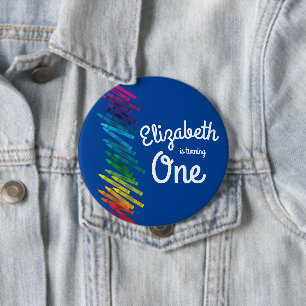 Crayons Kids Birthday Party Art Cute Colourful 10 Cm Round Badge