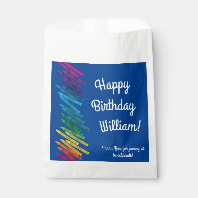 Crayons Kids Birthday Party Art Cute Colourful Favour Bags (Front)