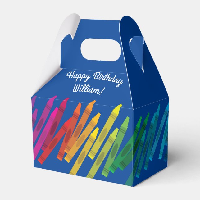Crayons Kids Birthday Party Art Cute Colourful Favour Box (Front Side)