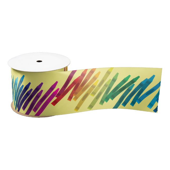 Crayons Kids Birthday Party Art Cute Colourful Satin Ribbon (Spool)
