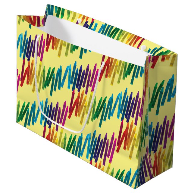 Crayons Kids Birthday Party Art Large Gift Bag (Front Angled)