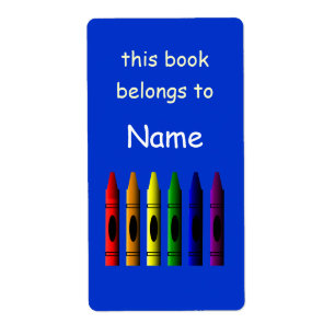 Crayons Name Crayon School Bookplate Label