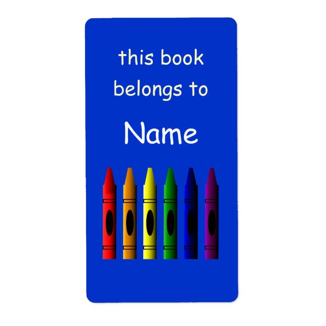 Crayons Name Crayon School Bookplate Label (Front)