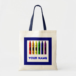 Crayons Name Template Crayon Blue Tote Bag