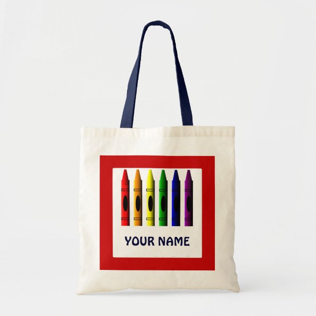 Crayons Name Template Crayon Red Tote Bag (Front)