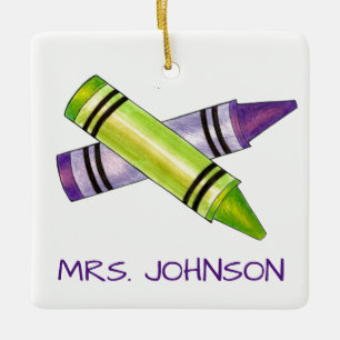Crayons Personalised Art Teacher School Education Ceramic Ornament