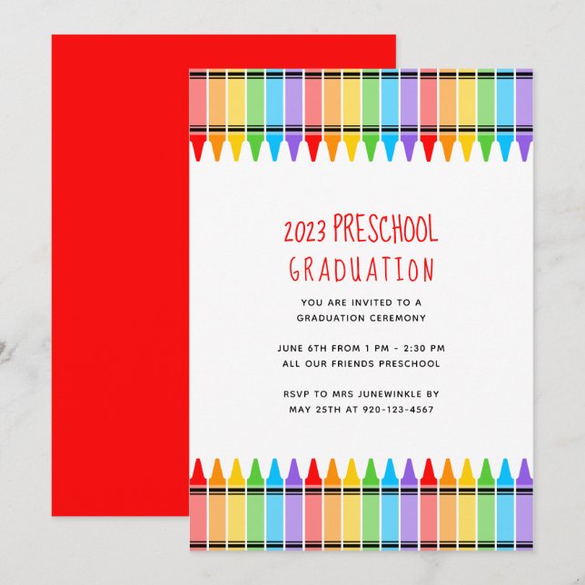 Crayons Preschool Graduation Invitation (Front/Back)