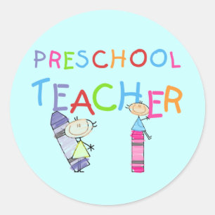 Crayons Preschool Teacher TShirts and Gifts Classic Round Sticker
