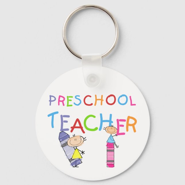 Crayons Preschool Teacher Tshirts and Gifts Key Ring (Front)