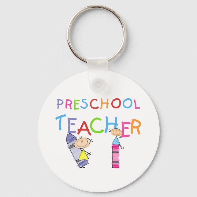 Crayons Preschool Teacher TShirts and Gifts Key Ring (Front)