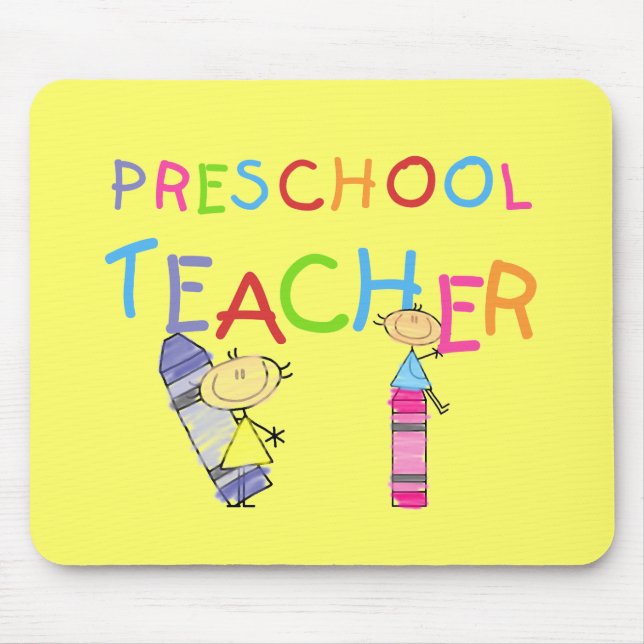 Crayons Preschool Teacher TShirts and Gifts Mouse Mat (Front)