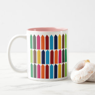 Crayons School Kindergarten Teacher Colourful Two-Tone Coffee Mug