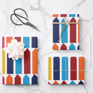 Crayons School Teacher Kids Colorful Fun Wrapping Paper Sheet